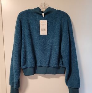 Dark Turquoise Cropped Fleece Pullover Fabletics
